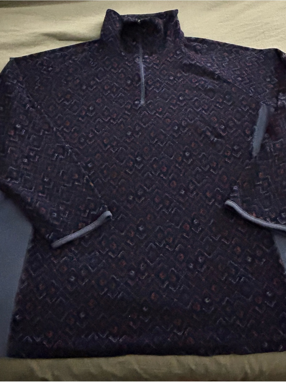 Vintage Columbia Women’s Dark Navy Patterned Half-Zip Pullover